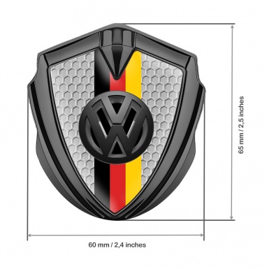 VW Bodyside Domed Emblem Graphite Honeycomb 3d Logo German Tricolor