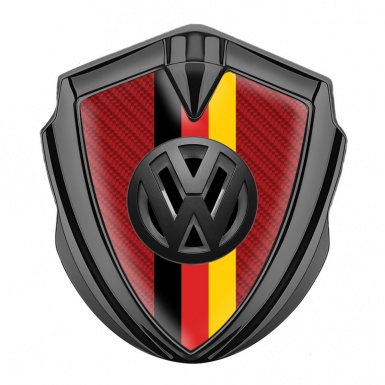 VW Emblem Ornament Graphite Red Carbon 3d Logo German Flag