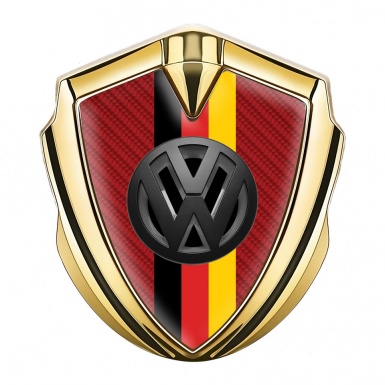 VW Emblem Ornament Gold Red Carbon 3d Logo German Flag