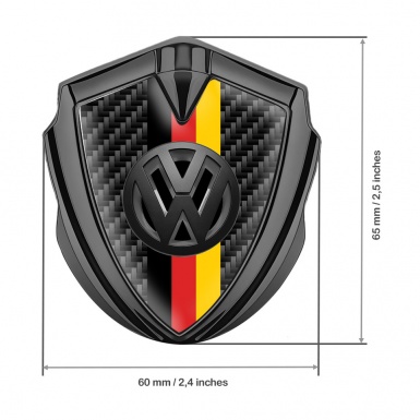 VW Bodyside Domed Emblem Graphite Black Carbon 3d Logo German Flag