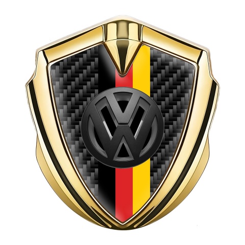 VW Bodyside Domed Emblem Gold Black Carbon 3d Logo German Flag