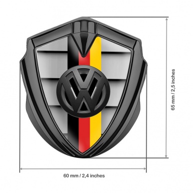 VW Emblem Metal Badge Graphite Front Grille 3d Logo German Flag