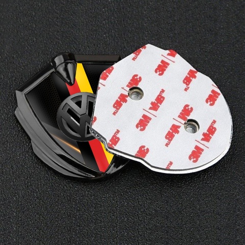 VW Silicon Emblem Graphite Mixed Pattern 3d Logo German Flag Design