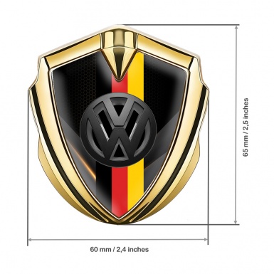 VW Silicon Emblem Gold Mixed Pattern 3d Logo German Flag Design
