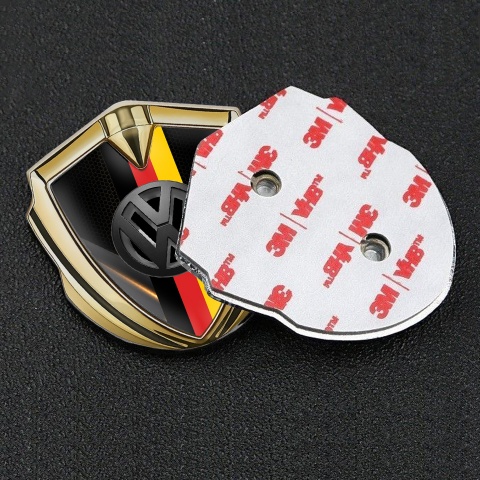 VW Silicon Emblem Gold Mixed Pattern 3d Logo German Flag Design