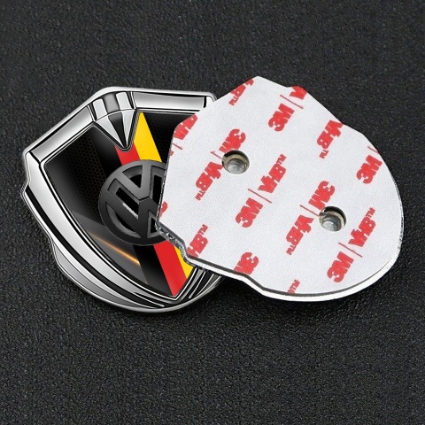 VW Silicon Emblem Silver Mixed Pattern 3d Logo German Flag Design