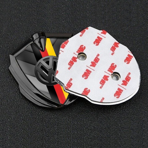 VW Emblem Car Badge Graphite Grey Arrows 3d Logo German Flag Design