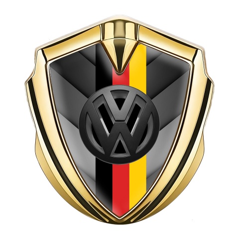 VW Emblem Car Badge Gold Grey Arrows 3d Logo German Flag Design
