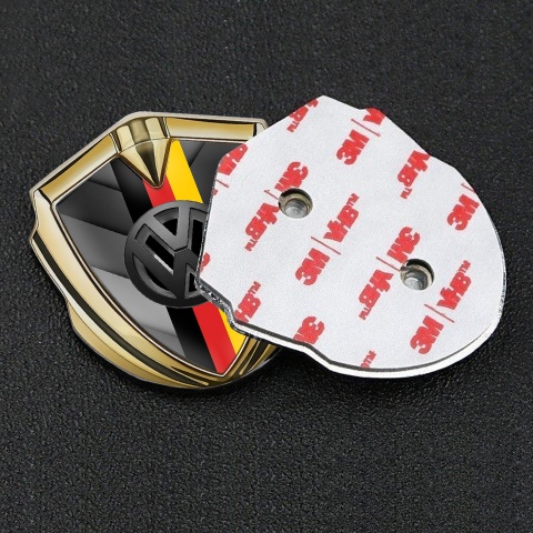 VW Emblem Car Badge Gold Grey Arrows 3d Logo German Flag Design
