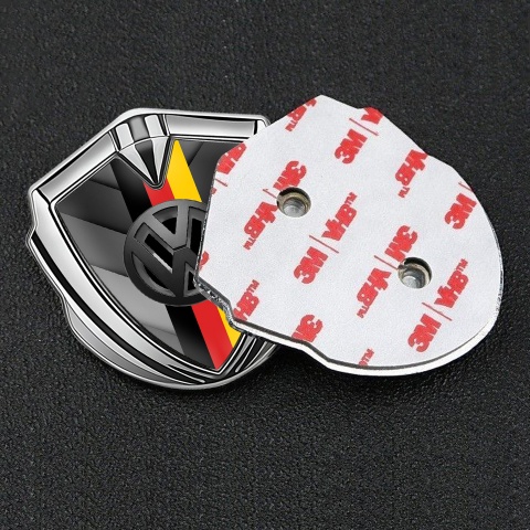 VW Emblem Car Badge Silver Grey Arrows 3d Logo German Flag Design