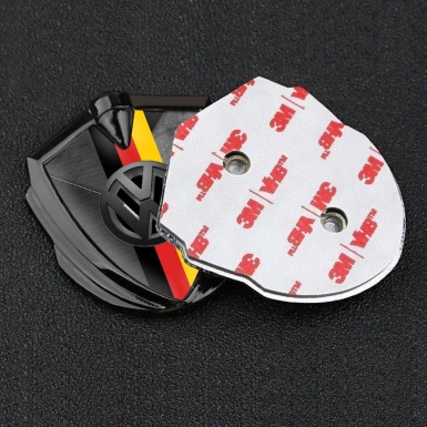 VW Metal Domed Emblem Graphite Brazed Surface 3d Logo German Flag