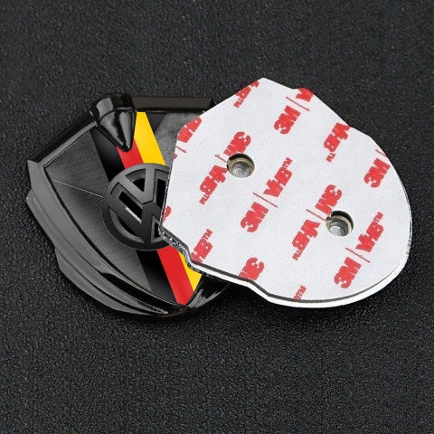 VW Metal Domed Emblem Graphite Brazed Surface 3d Logo German Flag