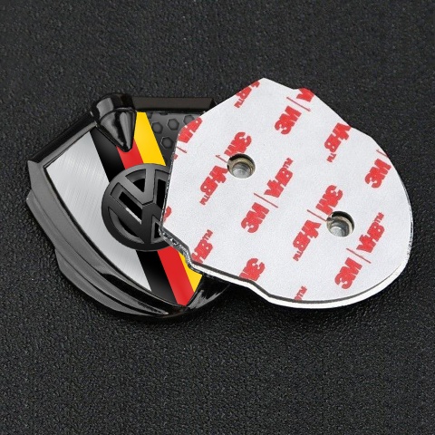 VW Badge Self Adhesive Graphite Dual Frames 3d Logo German Tricolor