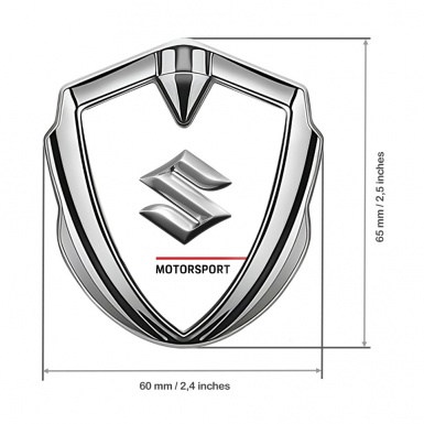 Suzuki Bodyside Emblem Self Adhesive Silver White Base Motorsport Edition