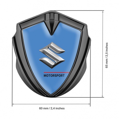 Suzuki Metal Domed Emblem Graphite Blue Fill Motorsport Edition