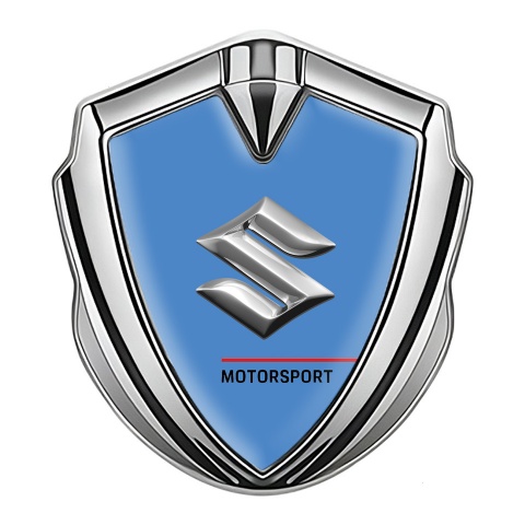 Suzuki Metal Domed Emblem Silver Blue Fill Motorsport Edition