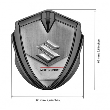 Suzuki Metal Emblem Self Adhesive Graphite Gravel Texture Motorsport Logo