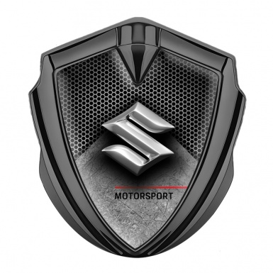 Suzuki Fender Emblem Badge Graphite Hex Pattern Motorsport Design