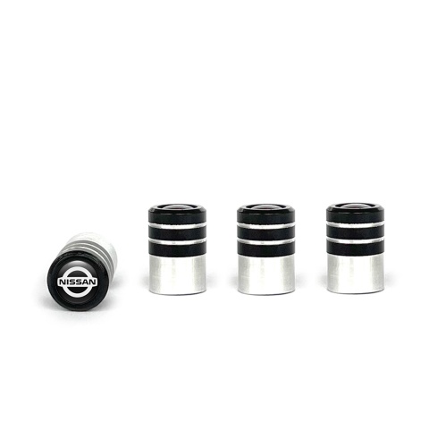 Nissan Valve Caps Tire Black - Aluminum 4 pcs Classic Logo