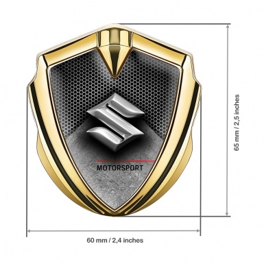 Suzuki Fender Emblem Badge Gold Hex Pattern Motorsport Design