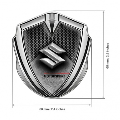 Suzuki Fender Emblem Badge Silver Hex Pattern Motorsport Design