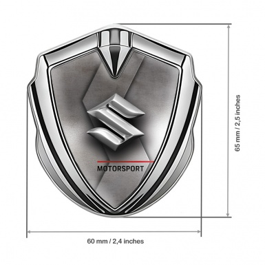 Suzuki Emblem Trunk Badge Silver Carved Metal Motorsport Edition