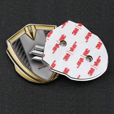 Suzuki 3d Emblem Badge Gold Black Carbon Frame Chrome Edition