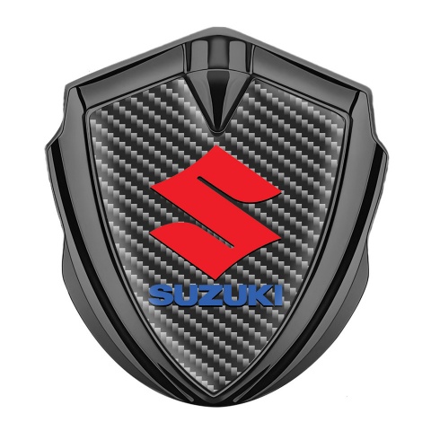 Suzuki Metal Domed Emblem Graphite Dark Carbon Crimson Logo Design