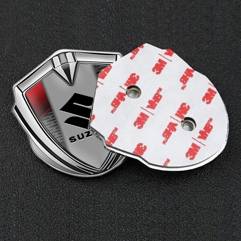 Suzuki Emblem Ornament Silver Grey Mesh Black Logo Variant