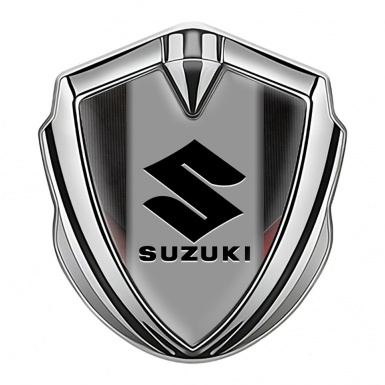 Suzuki Silicon Emblem Silver Ribbed Texture Black Logo Edition
