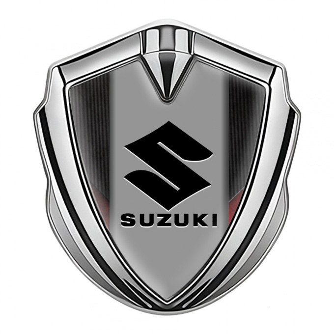 Suzuki Silicon Emblem Silver Ribbed Texture Black Logo Edition