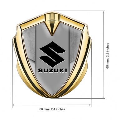 Suzuki Bodyside Emblem Self Adhesive Gold Stone Texture Black Logo