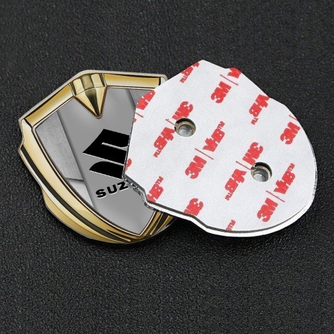 Suzuki Bodyside Emblem Self Adhesive Gold Stone Texture Black Logo