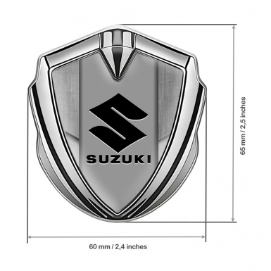 Suzuki Bodyside Emblem Self Adhesive Silver Stone Texture Black Logo
