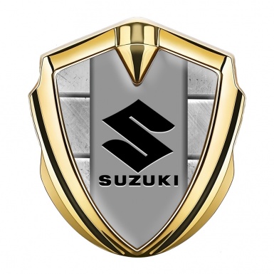 Suzuki Emblem Badge Self Adhesive Gold Stone Pattern Black Logo