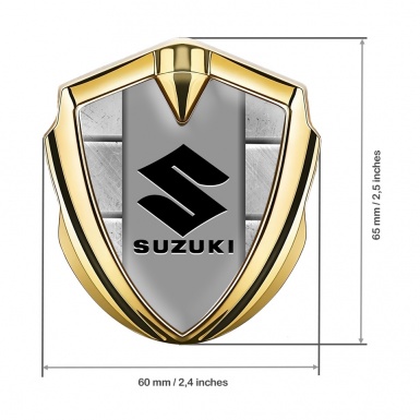 Suzuki Emblem Badge Self Adhesive Gold Stone Pattern Black Logo