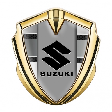 Suzuki Emblem Fender Badge Gold Hex Element Black Logo Design