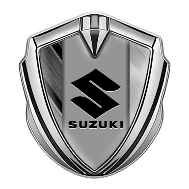 Suzuki Emblem Trunk Badge Silver Brushed Effect Black Logo Edition