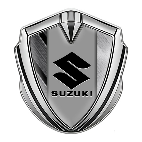 Suzuki Emblem Trunk Badge Silver Brushed Effect Black Logo Edition