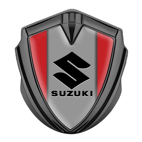 Suzuki Metal Emblem Badge Graphite Red Print Black Logo Design