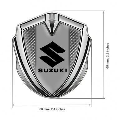 Suzuki Emblem Ornament Silver Light Carbon Fiber Black Logo Design