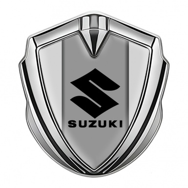 Suzuki 3d Emblem Badge Silver Light Grey Black Logo Edition