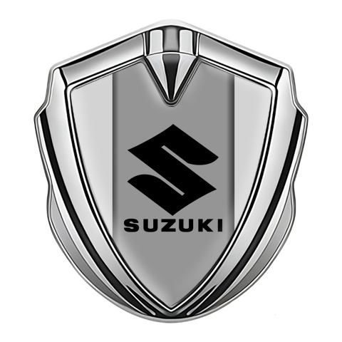 Suzuki 3d Emblem Badge Silver Light Grey Black Logo Edition