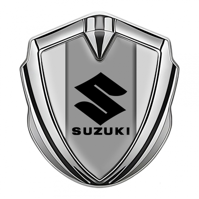Suzuki 3d Emblem Badge Silver Light Grey Black Logo Edition