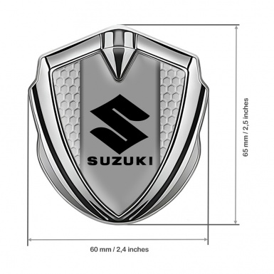 Suzuki Metal Domed Emblem Silver Grey Honeycomb Black Logo Motif