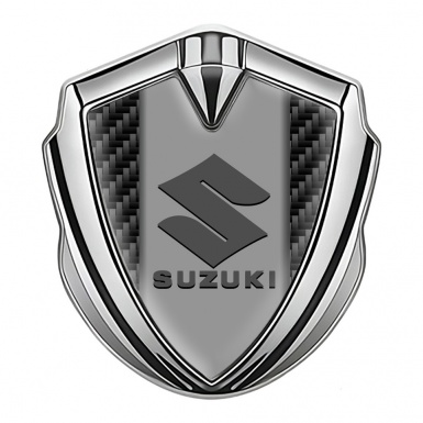 Suzuki Fender Emblem Badge Silver Black Carbon Grey Logo Design