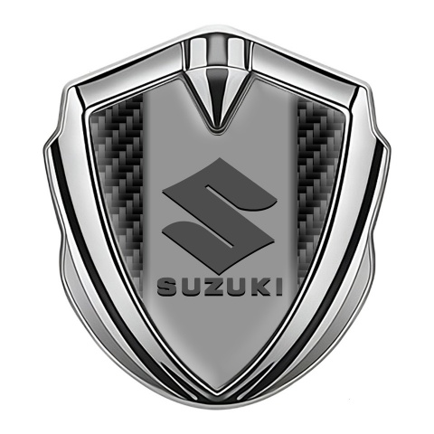 Suzuki Fender Emblem Badge Silver Black Carbon Grey Logo Design