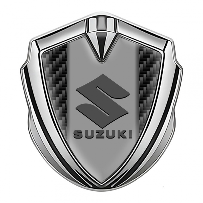 Suzuki Fender Emblem Badge Silver Black Carbon Grey Logo Design