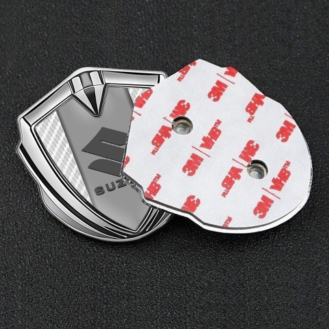 Suzuki Emblem Self Adhesive Silver White Carbon Grey Logo Edition
