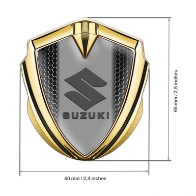 Suzuki Emblem Metal Badge Gold Dark Grate Grey Logo Edition